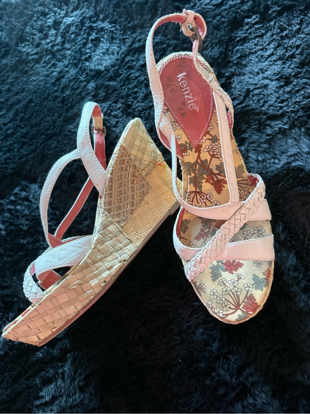 Kensie Blush Pink Wedge Sandals with Braided Straps
